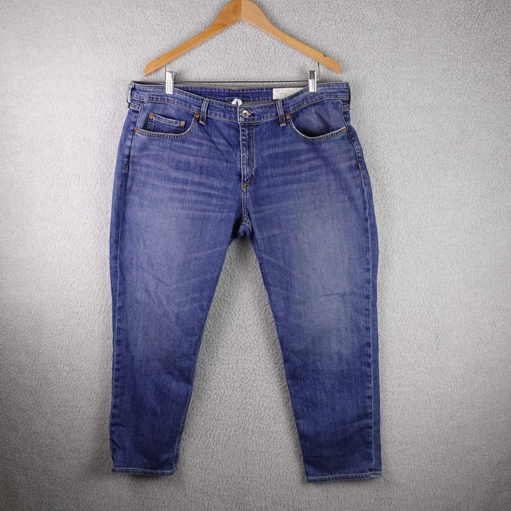 Rag & Bone Julienne Slim Boyfriend Jeans Size 34 Blue Julienne Raw Hem Stretch
